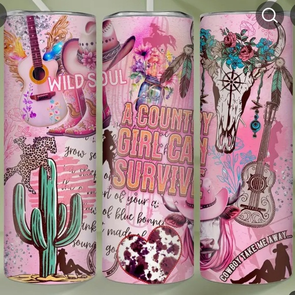 Cowgirl Tuff Tumbler W/Lid & Straw, 20oz Stainless Steel, Insulated - Picture 4 of 4